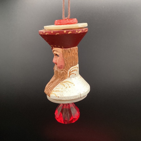 Vtg Hand Carved from Spool Father Christmas Santa Christmas Decoration - Picture 2 of 9